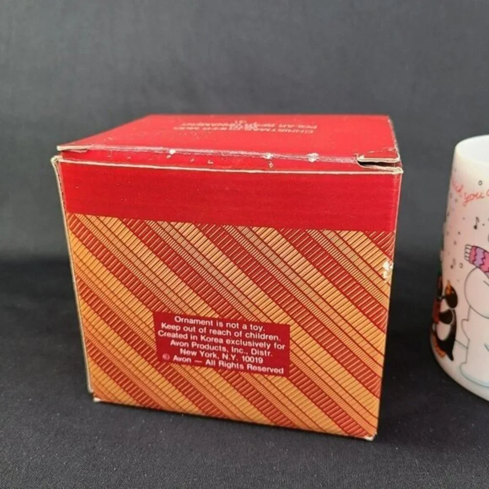 Cheer Mug With Polar Bear Plush Christmas Tree Ornament Avon Gift Collection‎